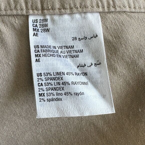 INC International Concepts SZ 28W Wide Leg Crop Pants Hi-Rise Pockets Frayed Tan - Picture 7 of 8